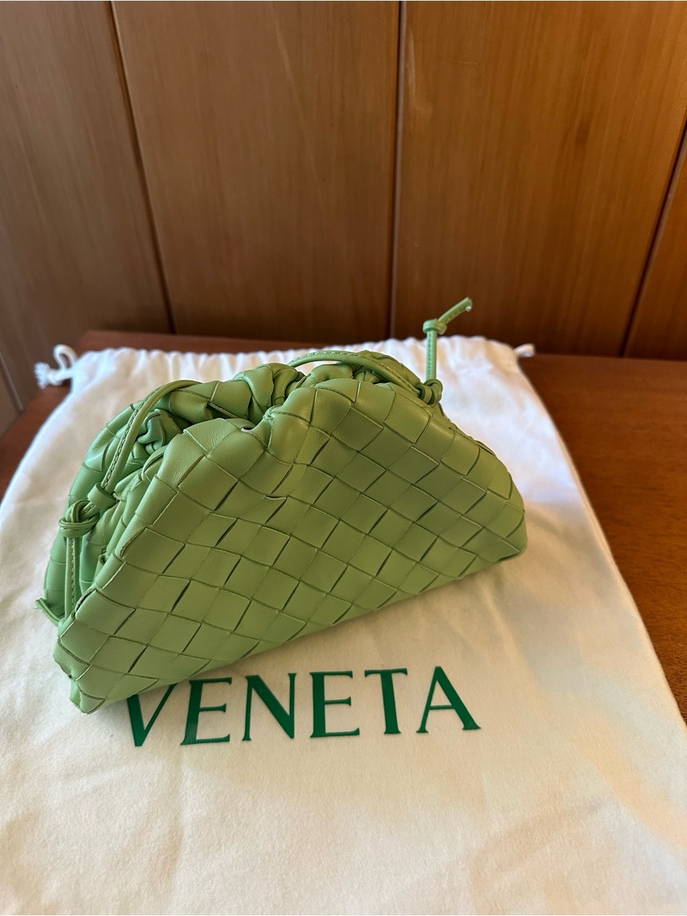 Bottega Veneta Light Green Intrecciato Pouch Clutch